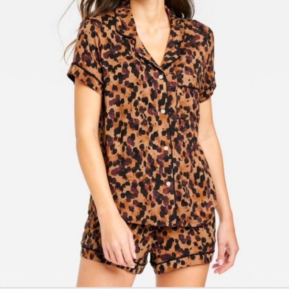 Stars Above Leopard Print Short Pajama Set